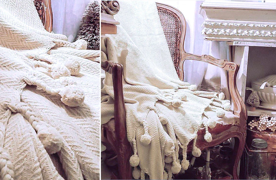 Pom Pom Fringe Throw