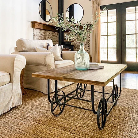 Wooden Factory Cart Coffee Table