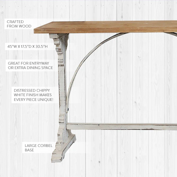 Distressed White Corbel Entry Table