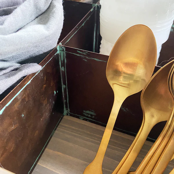 Rusted Patina Southwestern Wood Tray with Handles