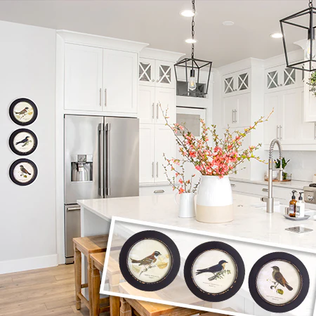 Framed Bird Prints, Set of 3