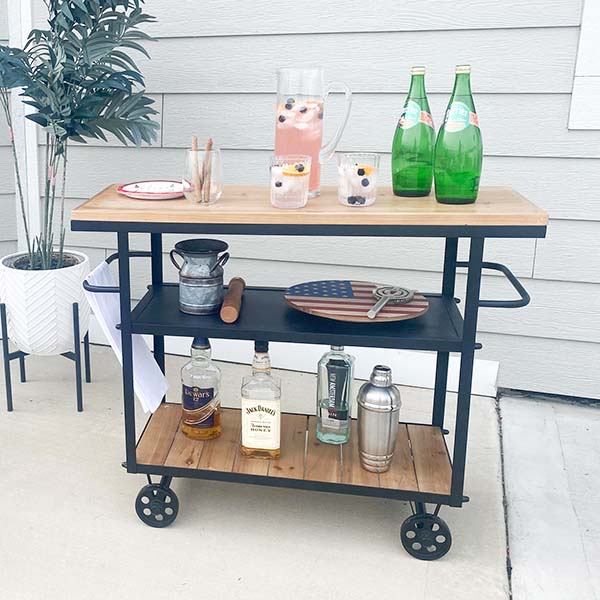 Rustic Industrial Rolling Kitchen Bar Station