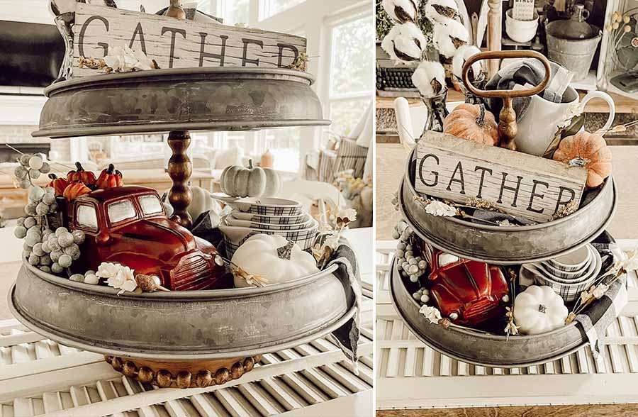 Bronze and Galvanized Two Tiered Stand