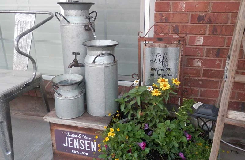 Galvanized Milk Jug Water Fountain
