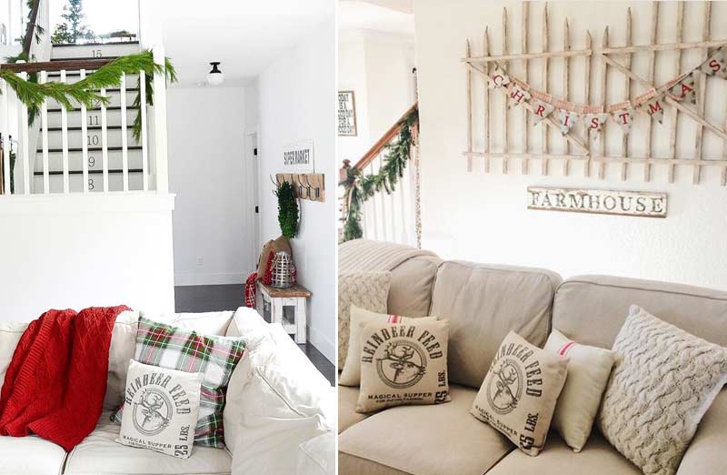 Christmas Reindeer Feed Sack Pillow