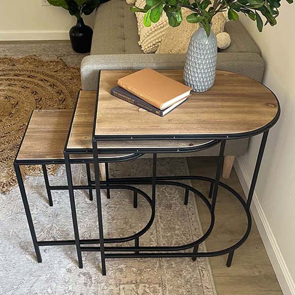 Distressed Modern Farmhouse Nesting Tables, Set of 3