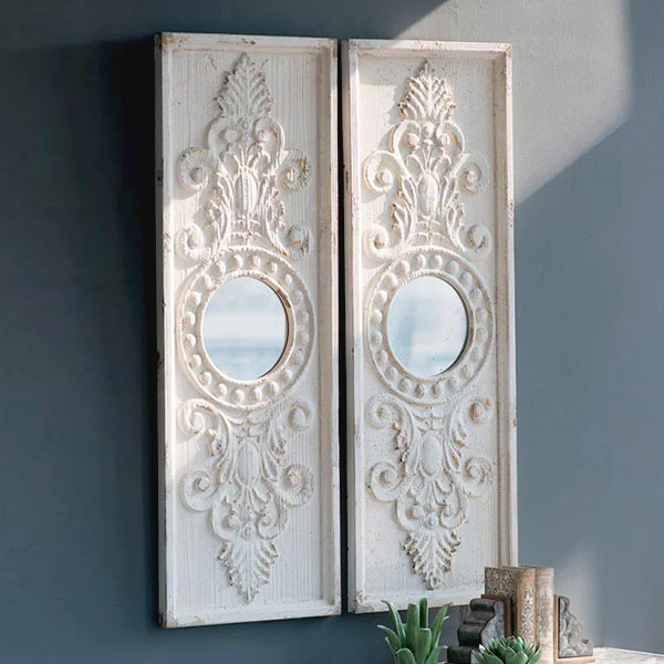 HUGE Ornate Wall Panel Mirror  Set of 2