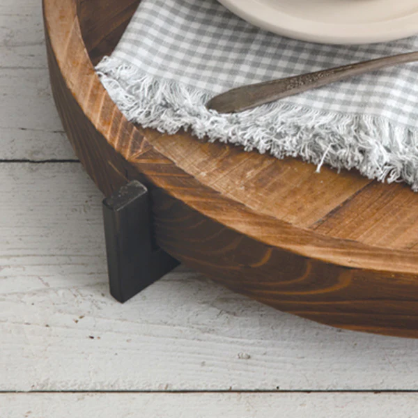 LARGE Rustic Modern  Round Wooden Tray