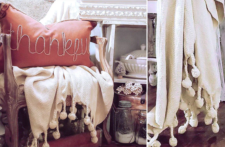 Pom Pom Fringe Throw