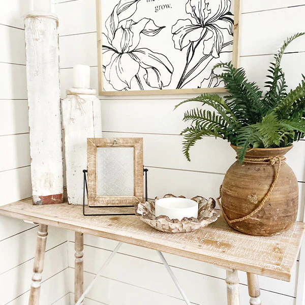 Wooden Framed Embossed Glass Display Easel