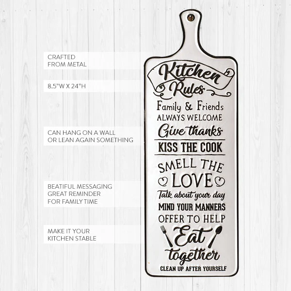 24 Inch Enamel Paddleboard Kitchen Rules Sign