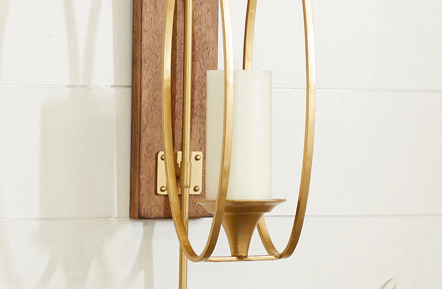 Wood and Metal Framed Wall Sconce