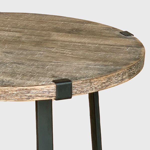 Round Side Table with Metal Base