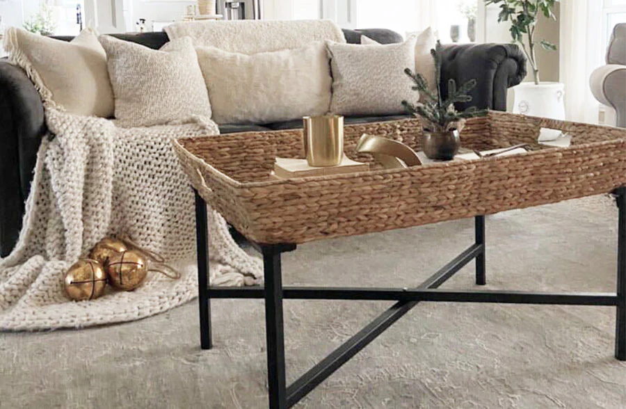 Woven Hyacinth Tray Top Coffee Table