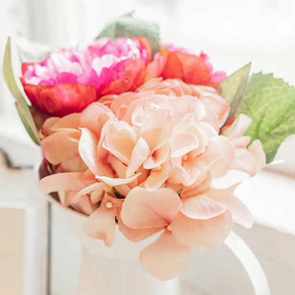 Ceramic Pitcher with Faux Flowers