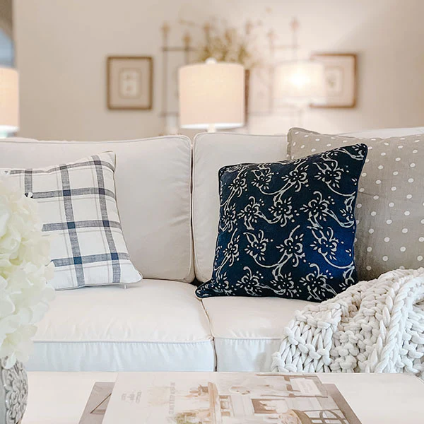 Abstract Floral Hand Blocked Cotton Throw Pillow