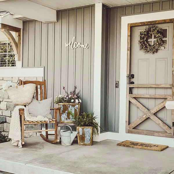 Distressed Corrugated Metal and Wood Planters, Set of 2