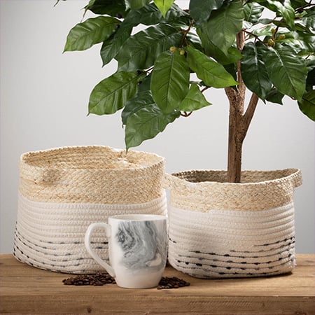 Handwoven Maize Baskets with Handles, Set of 2