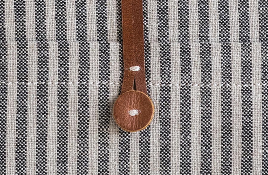 20 Inch Striped Pillow with Leather Detail