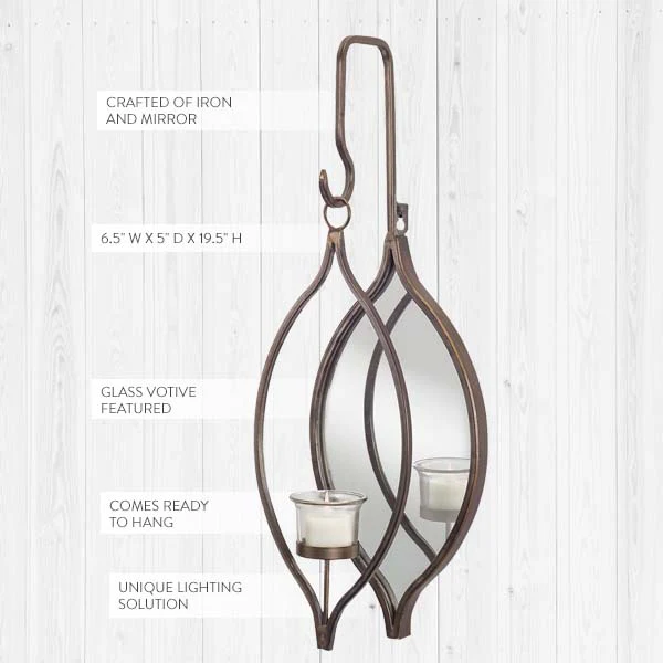 Wall Mounted Iron Votive with Mirror
