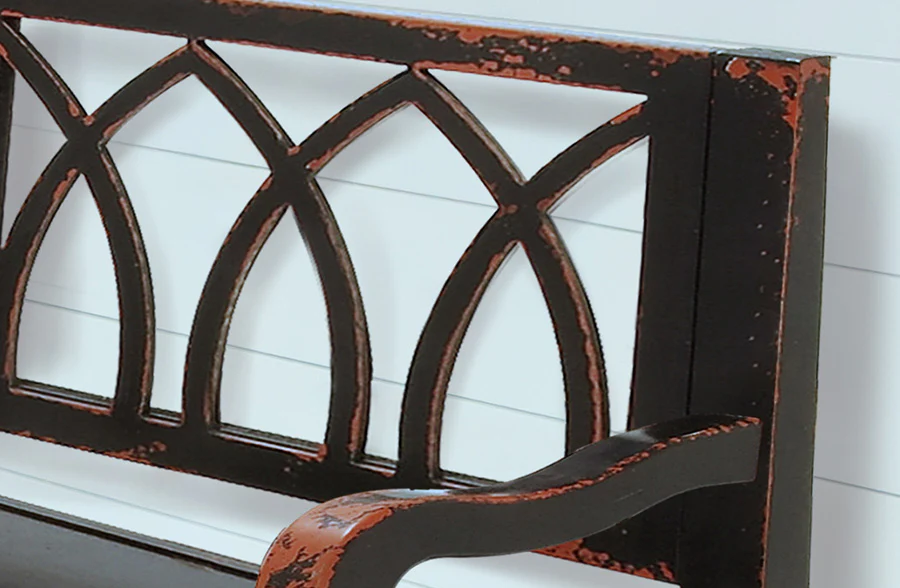 Black Distressed Wooden Bench