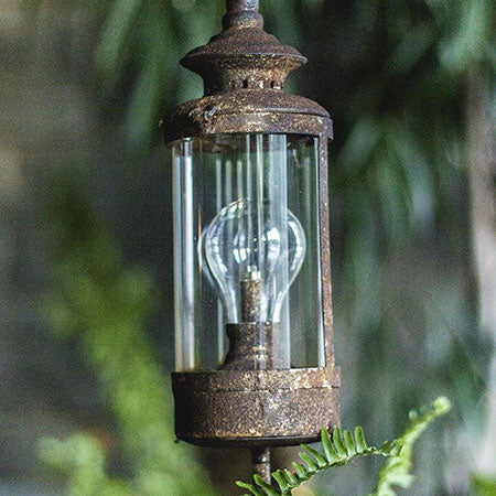Distressed Metal Garden Stake LED Lantern