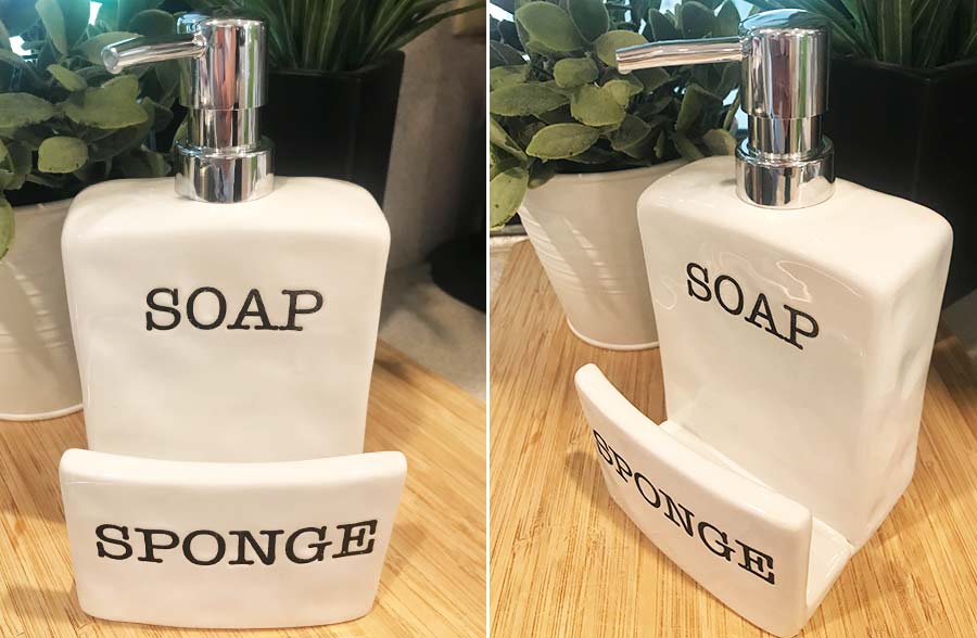 2 in 1 Ceramic Soap Dispenser with Sponge Holder