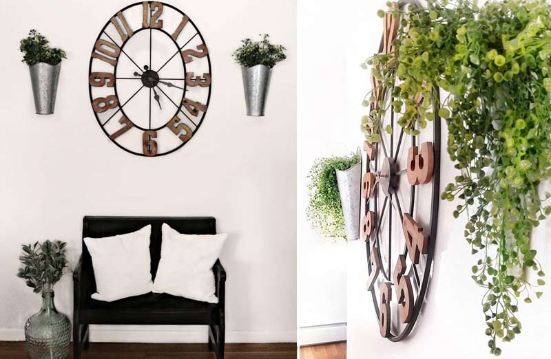 *HUGE* Rustic Wood and Metal Wall Clock