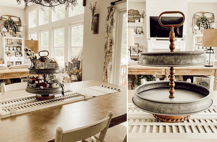 Bronze and Galvanized Two Tiered Stand