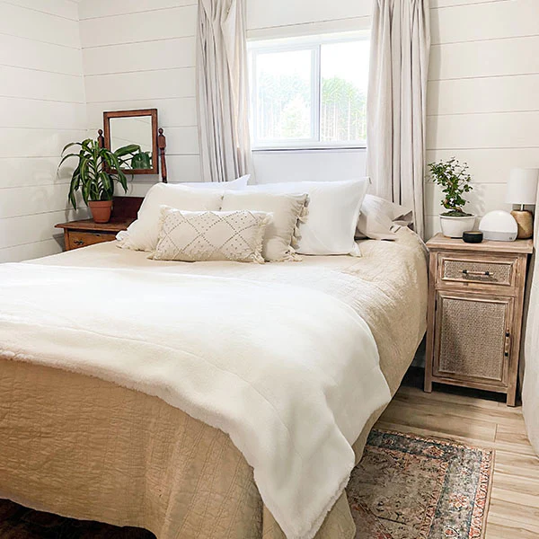 Wood and Rattan Accent Storage Table