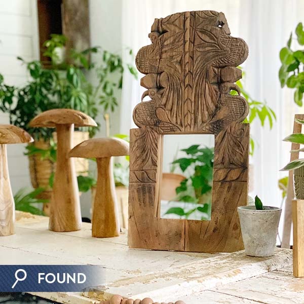 FOUND Hand-Carved Wood Banister Molding Wall Mirror