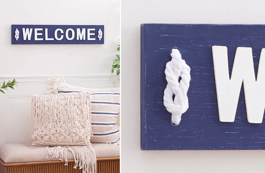 Wooden Nautical Welcome Sign