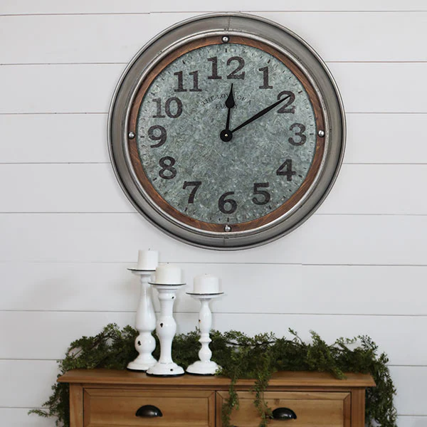 Galvanized Metal Wall Clock