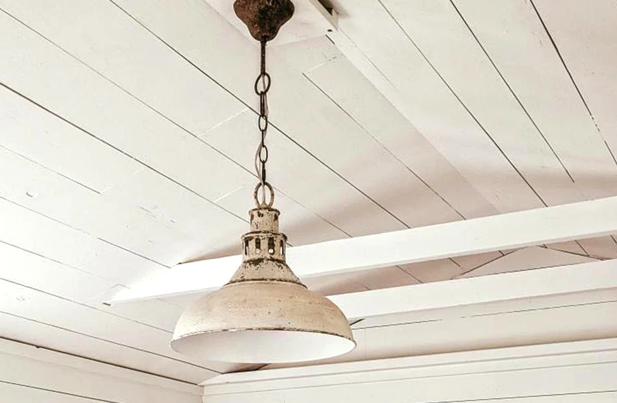 Distressed White Barn Pendant Light