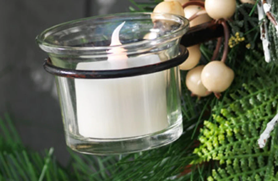 Wreath Votive Candle Holders, Set of 2