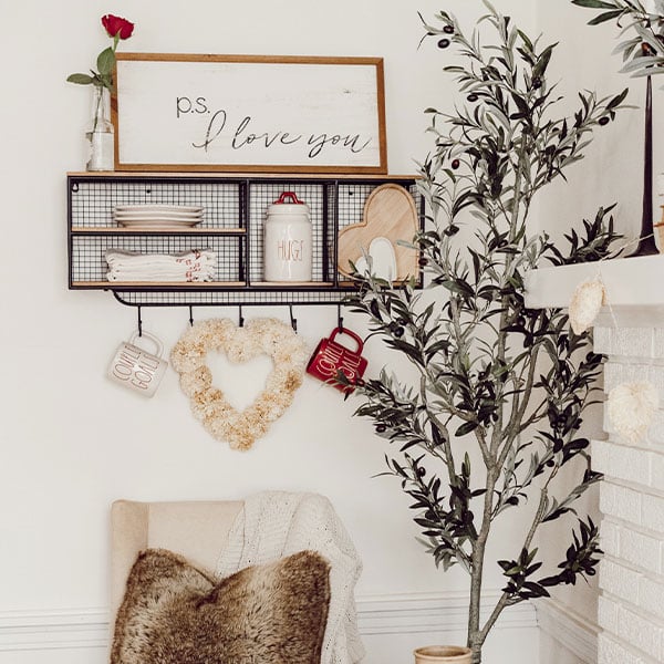 Wood Shelf With Four Wire Mesh Cubbies