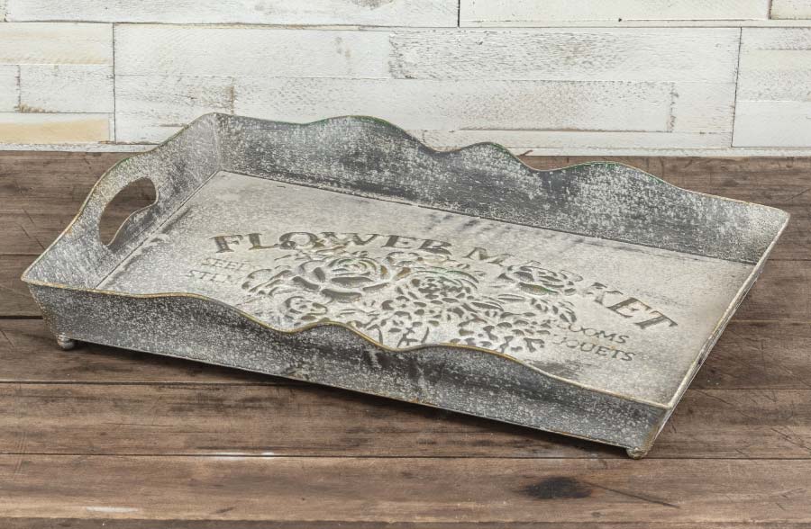 Embossed Flower Market Scalloped Serving Tray