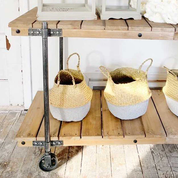 64 Inch Long Wooden Rolling Media Console Table