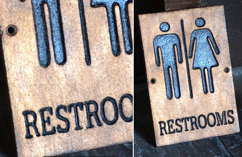 Metal Men and Women Restrooms Wall Plaque