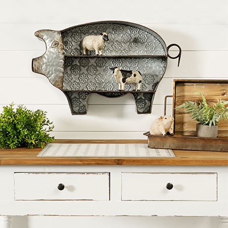 Galvanized Pig Wall Shelf
