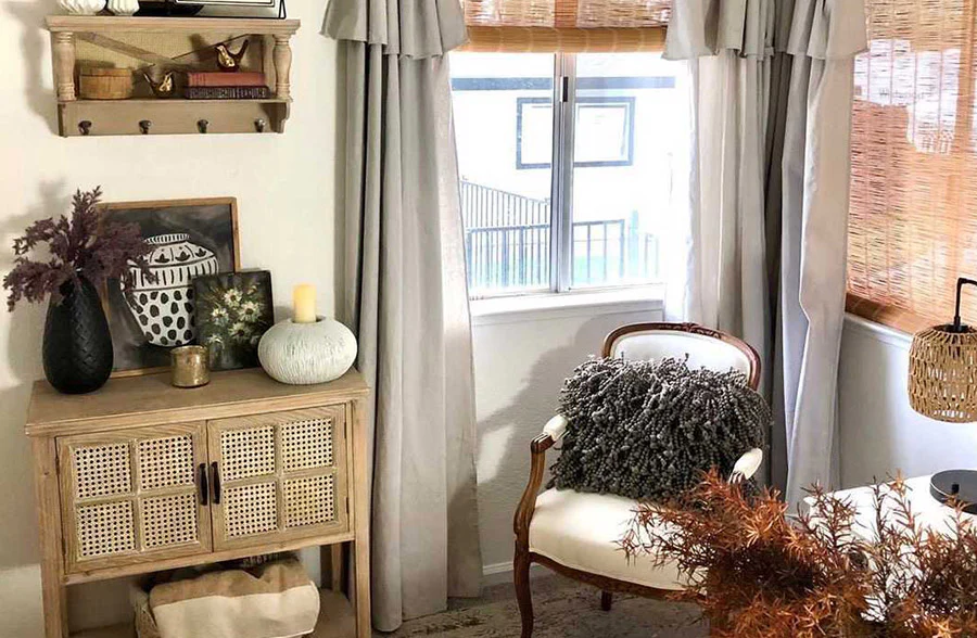 French Cane Wooden Storage Table