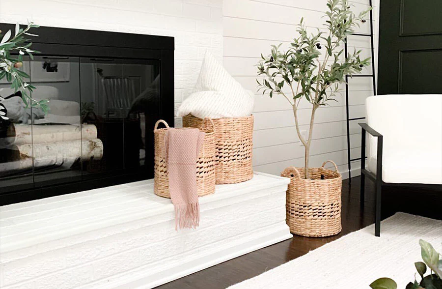 HUGE Woven Hyacinth Storage Baskets with Handles, Set of 3