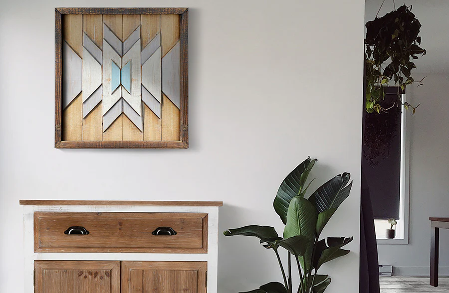 Chevron Pattern Geometric Wooden Wall Plaque
