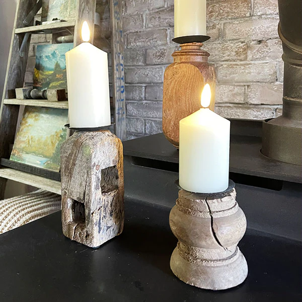 FOUND Antique Furniture Leg Candle Holders Set of 3
