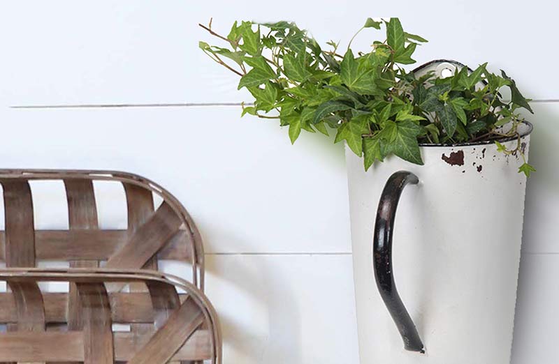 Large White Enamel Half Pitcher Wall Decor