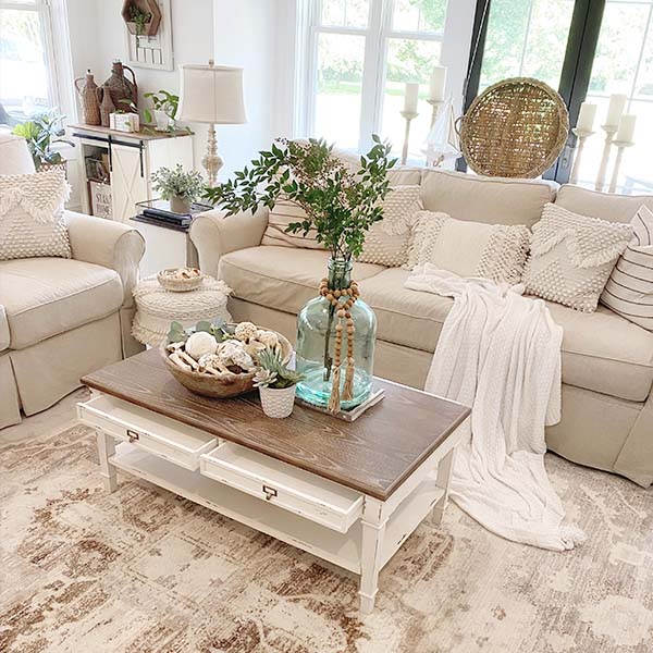 Traditional French Accent Coffee Table with Drawers