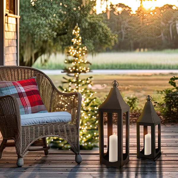 Oversized Handcrafted Metal Outdoor Lanterns, Set of 2