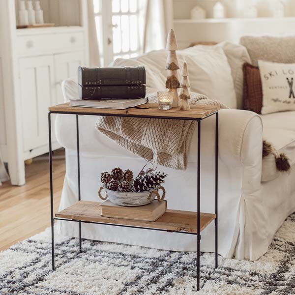 Two-Tier Rustic Wooden Accent Tables, Set of 2