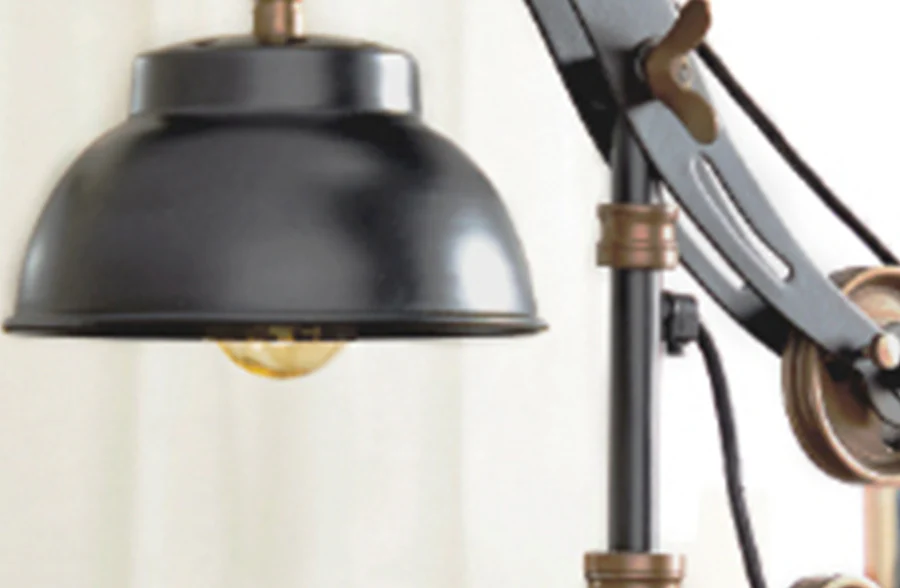 Black and Copper Adjustable Pulley Table Lamp