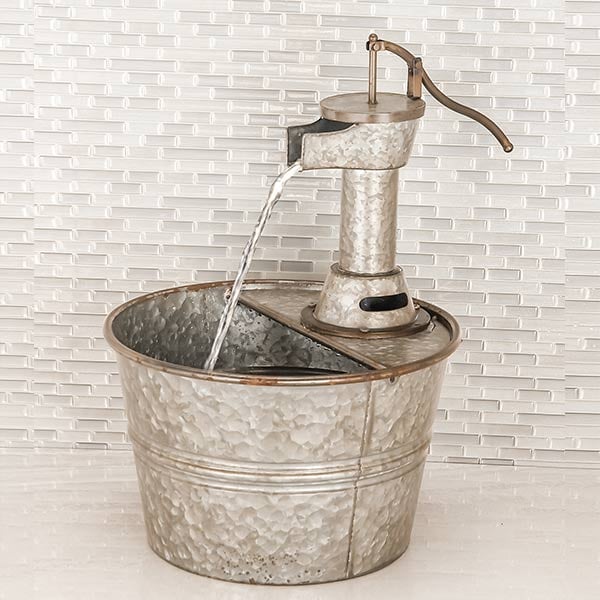 Galvanized Metal Water Pump Fountain
